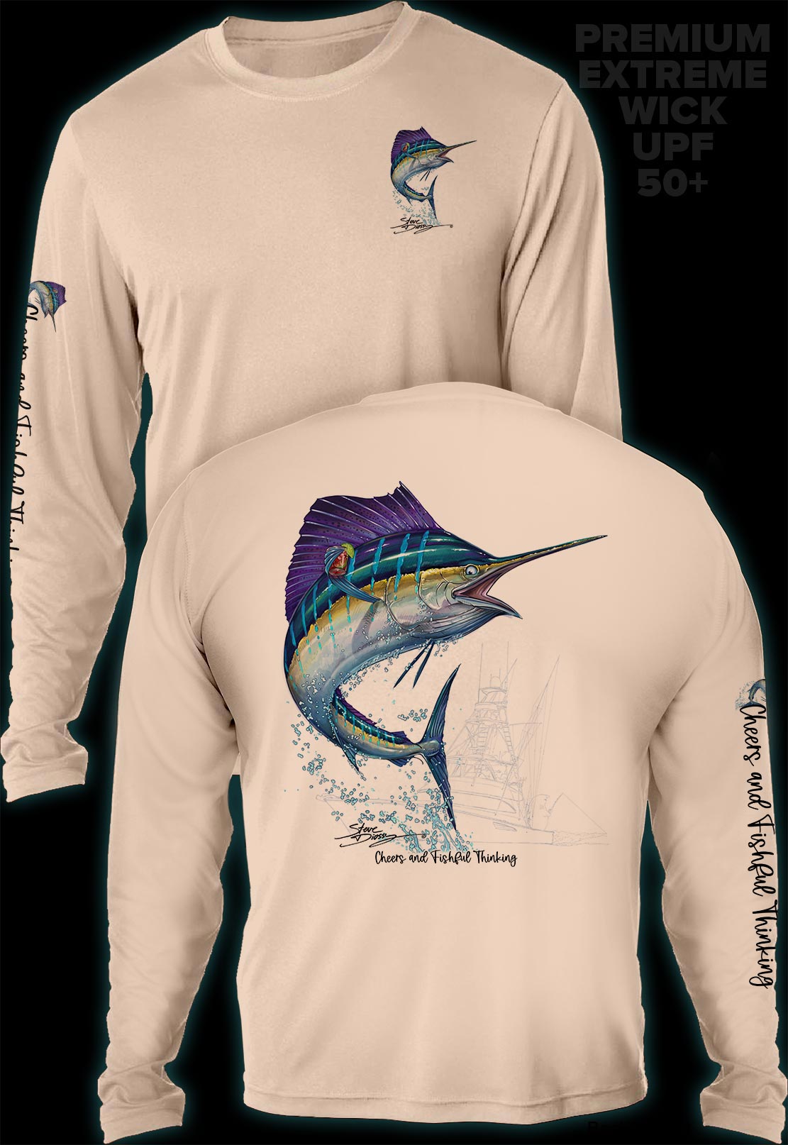 "Sailfish Cheers" Men's Extreme Wick Long Sleeve Performance Shirt ᴜᴘꜰ-ᴛᴇᴇ